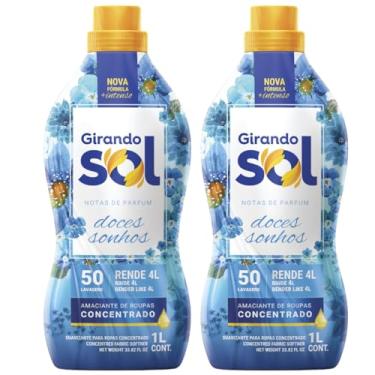 Imagem de Kit Amaciante Concentrado Girando Sol Coco e Baunilha 1 Litro, 2 Unidades, Rende 100 Lavagens Tipos (Doces Sonhos)