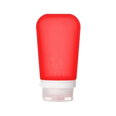 Imagem de humangear GoToob+ Garrafas de silicone recarregáveis tamanho viagem com tampa de bloqueio, Vermelho, 100ml, Silicone, Reutilizável, Viagem e Atividades ao Ar Livre