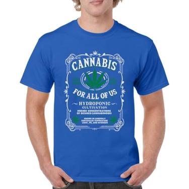 Imagem de Camiseta masculina Cannabis for All 420 Weed Leaf Smoking Marijuana Legalize Pot Funny High Stoner Humor Pothead, Azul, G