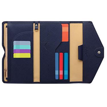 Imagem de ZOPPEN Carteira de viagem multiuso com bloqueio de RFID para passaporte Porta-cartão de vacina e passaporte, combo organizador de documentos com três dobras, essenciais para viagem, One Size, Clássico
