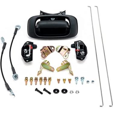 Imagem de GEATaaT Kit de reconstrução de ferragens de porta traseira compatível com Chevrolet Silverado GMC Sierra 1999-2006, trava e acabamento bisel com clipes de haste de substituição # 15228539, 15997911, 15921948, 5921949