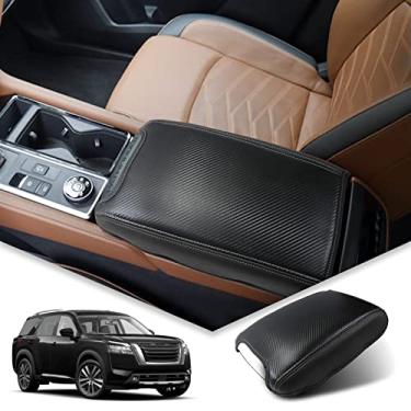 Imagem de BIBIBO Capa de console central Pathfinder 2023 para tampa de console Nissan Pathfinder 2022 2023, protetor de capa de assento com almofada de descanso de braço Pathfinder 2022, acessórios Pathfinder 2023, almofada de apoio de braço (preto)