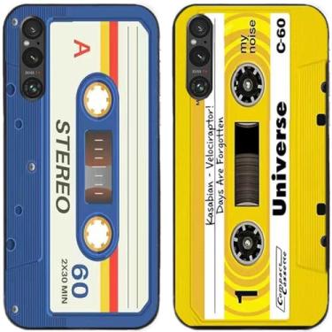 Imagem de 2 peças de fita cassete compacta impressa TPU gel silicone capa de telefone traseira para Sony Xperia Series (Sony Xperia 1 V)