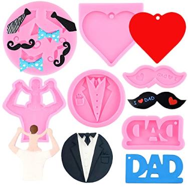 Imagem de MIYAHOUSE Moldes de Dia dos Pais Moldes de Silicone Chocolate Doce Moldes de Silicone Moldes de Laço de Coração Moldes de Fondant de Barba para Decoração de Topo de Bolo Chocolate Polímero Argila Goma