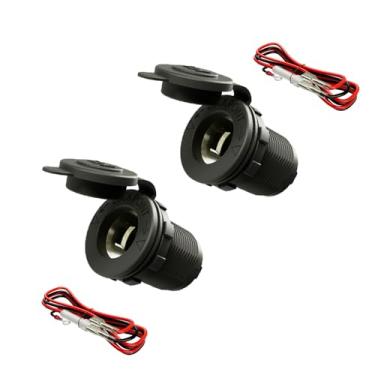 Imagem de Soquete de isqueiro fêmea de 12 V DAMAVO YM1084 para tomada tomada 12 V AC tomada para carro, automotivo, marítimo, quadriciclo, caminhão, trailer, barcos, receptáculo, montagem embutida com plugue à