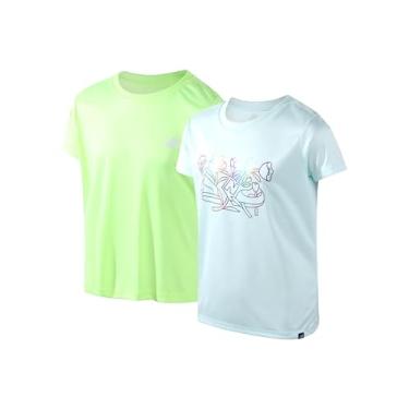 Imagem de New Balance Camiseta feminina ativa - pacote com 2 camisetas de manga curta de desempenho - lindas camisetas atléticas gráficas para meninas (7-16), Surfe, 10-12