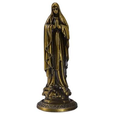 Imagem de MESARCH Mini figuras de bronze católicas de liga religiosa com adesivo na parte inferior para colar no carro, casa, altar igreja, escritório (estátua de Virgen De Guadalupe), dyw178