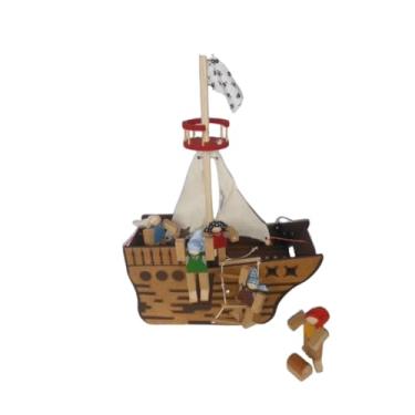Imagem de Navio Pirata em MDF Brinquedo Ludico e Educativo Com Bonecos