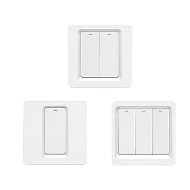 Imagem de ZMIN Interruptor de botão WiFi sem necessidade de neutro configuração 2MQTT Tuya Smart APP controle de luz controle de voz soquete 2/3 vias WiFi (neutro) 3 gang#