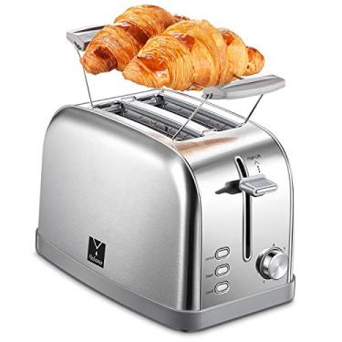 Imagem de Yabano Toaster 2 Fatias Retro com 7 Configurações de Torrar, 2 Slots Extra Largos, Função Descongelar/Bagel/Cancelar, Pão, Bagel, Sanduíche, etc., Prata