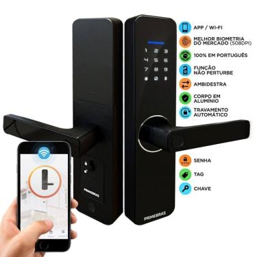 Imagem de Fechadura digital eletrônica senha biometria e app primebras