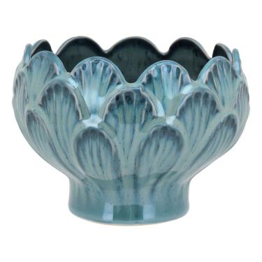 Imagem de CACHEPÔ CERÂMICA 10x15x15cm AZUL VASO DECORATIVO PLANTA