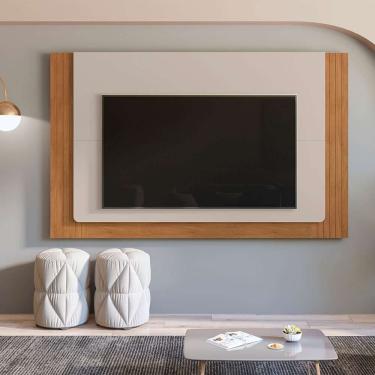 Imagem de painel para tv até 60 polegadas roma off white e cedro