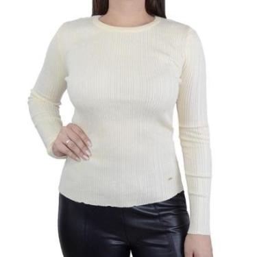 Imagem de Blusa Feminina Alpelo Tricot Plus Size Bege - 1090058-Feminino