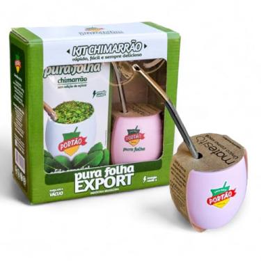 Imagem de Erva-Mate Portão Kit Chimarrão Pura Folha Export - Erva-Mate, Cuia Matesito e Bomba Bocal de Ouro (Rosa)