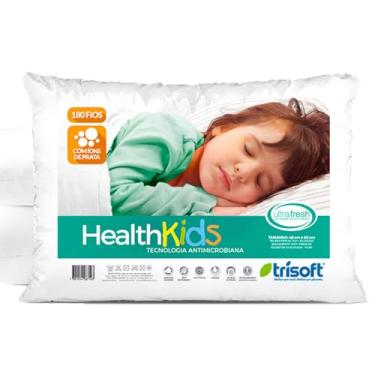 Imagem de Travesseiro Infantil 3 4 5 6 Anos Para Criança Antialergico Menina Kids Menino Antimicrobiana 100% Algodão Ions De Prata 180 Fios
