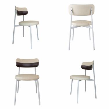 Imagem de Cadeira Kyta Fixa com 4 Pés 50 X 44,7 X 83,8 Cm com 4 Unidades Areia/Café/Branco