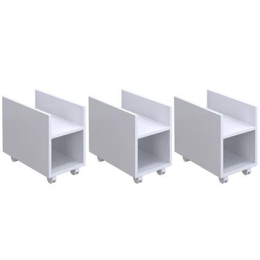 Imagem de Kit 03 Suportes Para Cpu E Nobreak Com Rodízios Guide L03 Branco - Lyam Decor