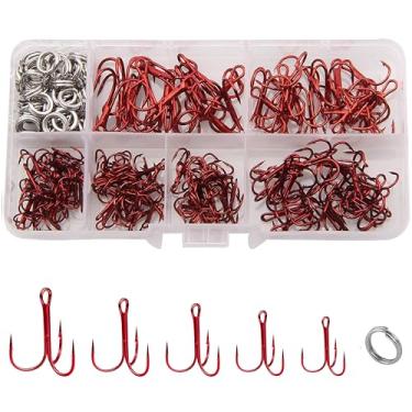Imagem de Kit de ganchos de pesca agudos – Anéis duplos de aço inoxidável para iscas de água doce de pesca com ganchos agudos redondos afiados de 180 peças, ganchos agudos fortes e largos de aço carbono para pesca em água doce