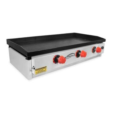 Imagem de Chapa Chapeira Lanche 5mm Porção c/prensa Abafador de 40x80 Inox Profi