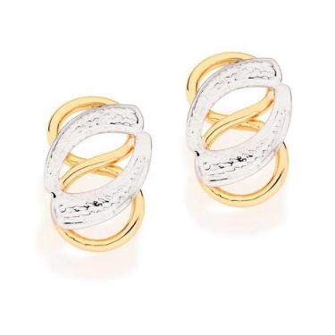 Imagem de Brincos rommanel pequenos oito com faixas rhodium 520774