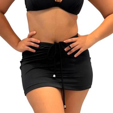 Imagem de Saia Curta Franzida Malha Saída de Praia - Chalaróste, Preto, GG