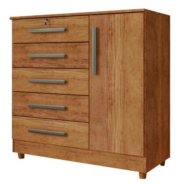 Imagem de Cômoda 5 Gavetas 1 Porta Vitória Rud Rack Cor Cedro
