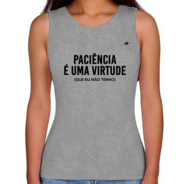 Imagem de Regata Feminina Paciência é uma virtude - Foca na Moda, Cinza, M
