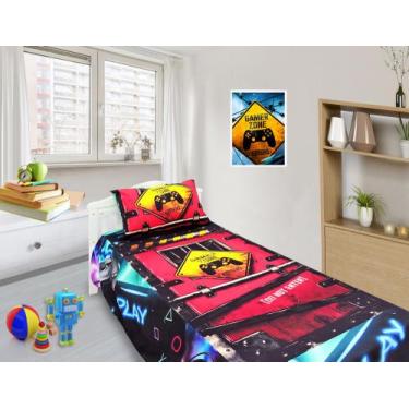 Imagem de Jogo De Lençol Cobre Leito E Fronha Solteiro Gamer 1 ls-gm1 - Fantasia