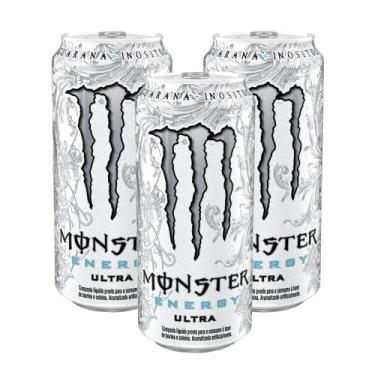 Imagem de Energético Monster Energy Ultra com 473ml  Kit com três unidades