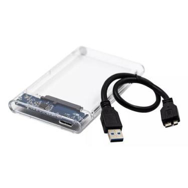 Imagem de Case USB HD/SSD SATA 3.0 Externo para Notebook Adaptador Transparente 