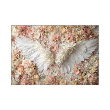 Imagem de Fundo Fotográfico 2,20 x 1,50 - Flores e Asas de Anjo Brancas 175 - Vi
