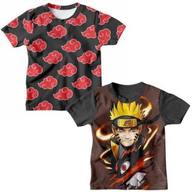 Imagem de Kit 2 Camisa Infantil Naruto Nuvem Akatsuki Shippuden Personagem Anime