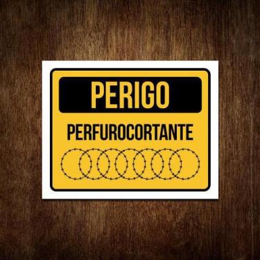 Imagem de Placa Perigo Cerca Perfurocortante Concertina Arame 27X35 - Sinalizo