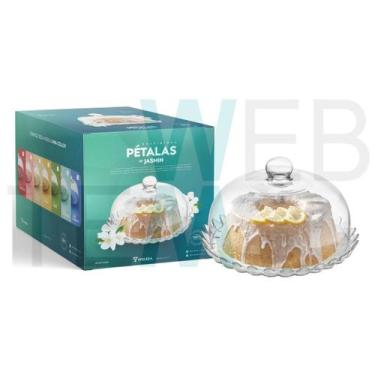 Imagem de Boleira de Vidro com Tampa Pétalas de Jasmin 24cm Vitazza Prato para B