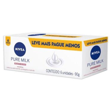 Imagem de Sabonete Nivea Pure Milk Leve Mais Por Menos com 6 unidades de 90g cad