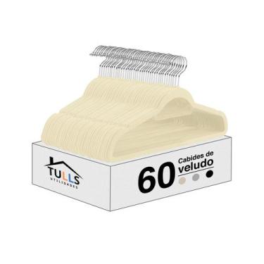 Imagem de Cabides De Veludo Slim Ultra Finos Antideslizantes - Tulls, Bege, 60