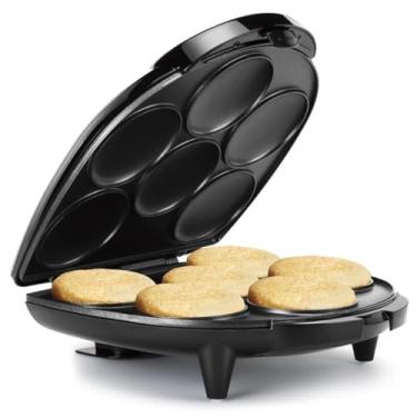 Imagem de Holstein Housewares Máquina de alimentos antiaderente com 6 seções - Arepas, mini panquecas, bolos de milho e mais - Preto, 30,5 cm