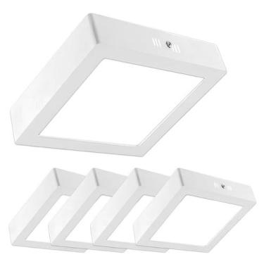 Imagem de Kit 5 Painel Plafon Led Sobrepor Quadrado 6w Bivolt Teto Branco Quente