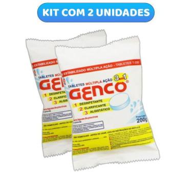 Imagem de Kit com 2 Pastilhas Tablete De Cloro Genco Tripla Ação Para Piscinas