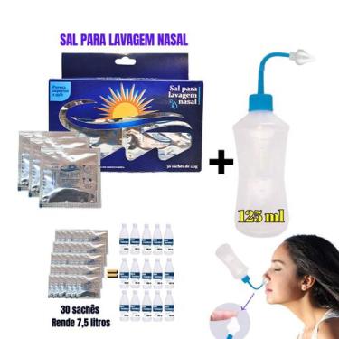 Imagem de Kit Lavagem Nasal Sal c/30 Sachês + Dispositivo Bico Curvo - Ecommerce