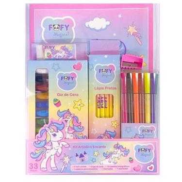 Imagem de Kit desenho artístico infantil encanto com 33 peças - fofy