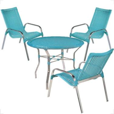 Imagem de Conjunto 3 Cadeiras e Mesa Alta Alumínio Para Área Externa Fortaleza F