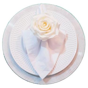 Imagem de Porta guardanapo de rosa branca - Mesa Feita