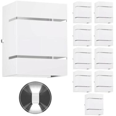 Imagem de 10 Arandelas Externa 2 Frisos Foco Fachos Parede Muro Branco - MARRYLU