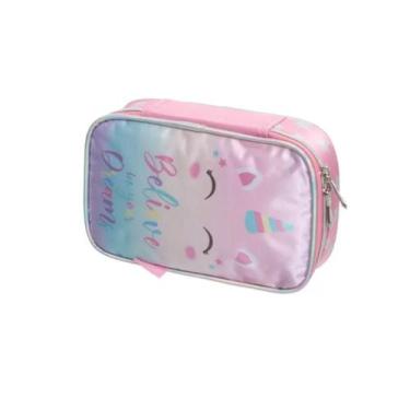 Imagem de Estojo Box Unicórnio Arco Íris Escolar Infantil Meninas - Pacific, Ros