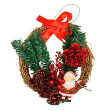 Imagem de Guirlanda Enfeite Natal Galhos Laço Pinha Cerejeira 23cm - Rod