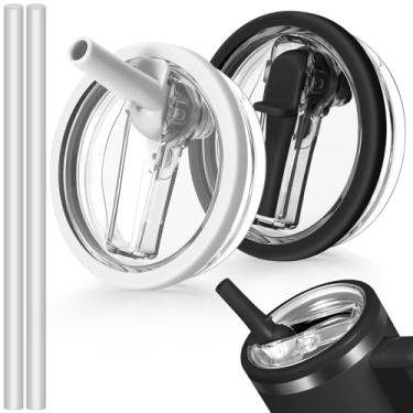 Imagem de ANTAND Tampa flip de canudo à prova de vazamento de 1,134 g para Stanley H2.0 Quencher Protour Tumbler, pacote com 2 tampas à prova de derramamento tampa de canudo de substituição para acessórios