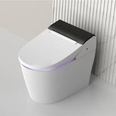 Imagem de VOVO TCB-8100B Bidê Inteligente WC para banheiros, vaso sanitário integrado de uma peça com bidê embutido, descarga dupla automática, luz LED, assento aquecido, água morna feito na Coreia - alongado