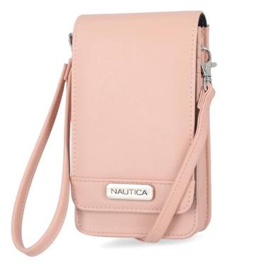 Imagem de Nautica Bolsa tiracolo feminina Catalina RFID, estojo compacto de couro vegano para celular, Blush, One Size